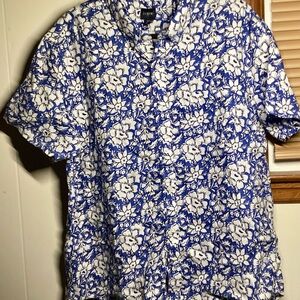 J. Crew MEN’S Blue and White Floral Men's Shirt